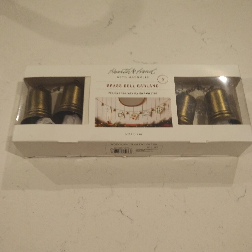 Hearth & Hand With Magnolia Brass Bell Garland - 5' - Never Opened